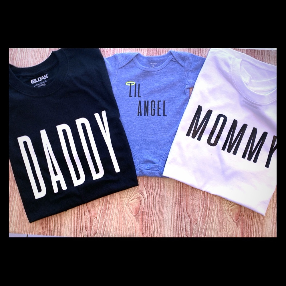 Mommy daddy and lil angel shirt